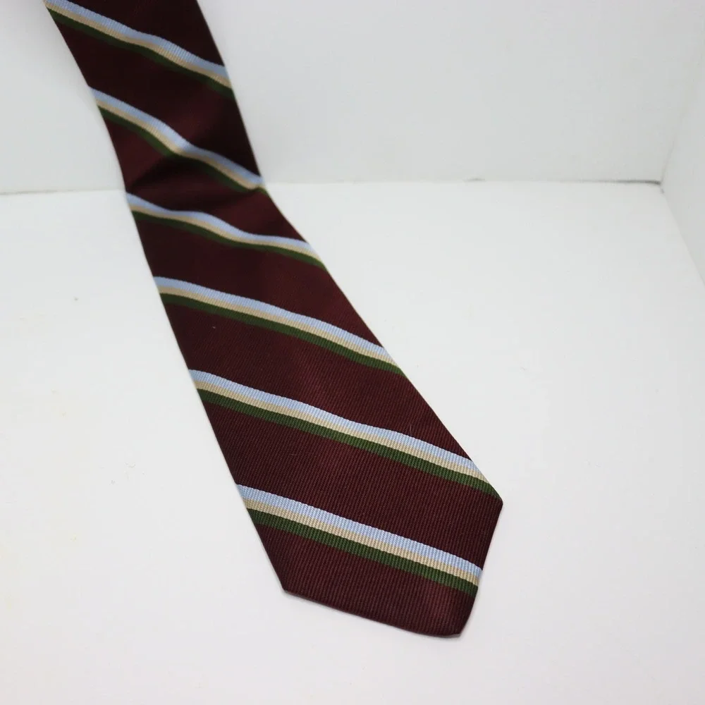 Equus Striped Necktie OS Burgundy Mens Preppy Collegiate Accessory